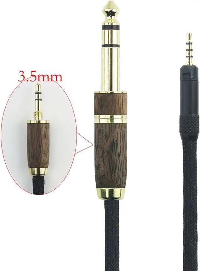 Alt view image 2 of 5 - NewFantasia Replacement Audio Upgrade Cable 6N OCC Copper Single Crystal Silver Plated Cord Compatible with Sennheiser HD598 HD620S HD598SE HD560s HD598Cs Headphone Walnut Wood Shell 6.35mm Adapter