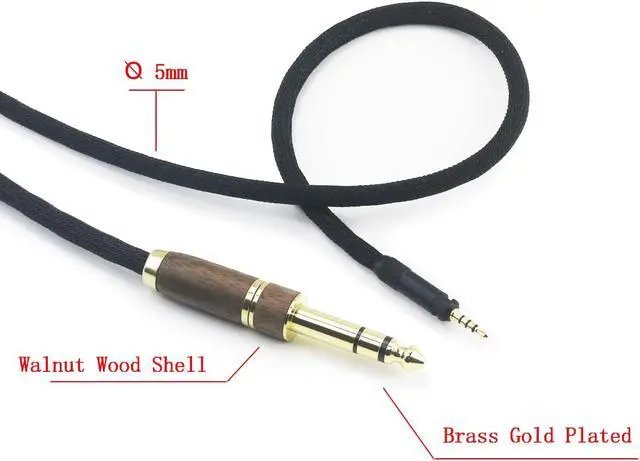 Alt view image 3 of 5 - NewFantasia Replacement Audio Upgrade Cable 6N OCC Copper Single Crystal Silver Plated Cord Compatible with Sennheiser HD598 HD620S HD598SE HD560s HD598Cs Headphone Walnut Wood Shell 6.35mm Adapter
