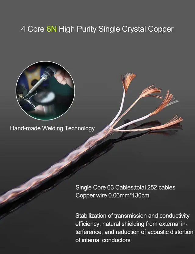 Alt view image 4 of 5 - okcsc 3.5mm to Balanced 2.5mm Replacement Cable for MDR Headphone 6N Upgrade Cable Monocrystalline Copper Compatible for MDR-1A/1000XM23/MSR7/SR5 Headphones to 2.5mm Player Device