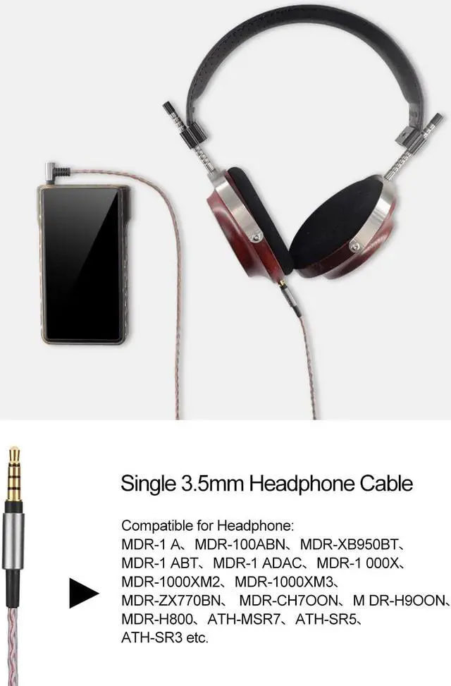 Alt view image 3 of 5 - okcsc 3.5mm to Balanced 2.5mm Replacement Cable for MDR Headphone 6N Upgrade Cable Monocrystalline Copper Compatible for MDR-1A/1000XM23/MSR7/SR5 Headphones to 2.5mm Player Device