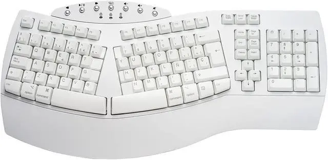 Main image of Perixx PERIBOARD-612W ES Teclado Inalámbrico 2.4GHz con divisiones - Sistema Dual y Bluetooth 4.0 - Compatible con Windows y macOS - Blanco - QWERTY Español
