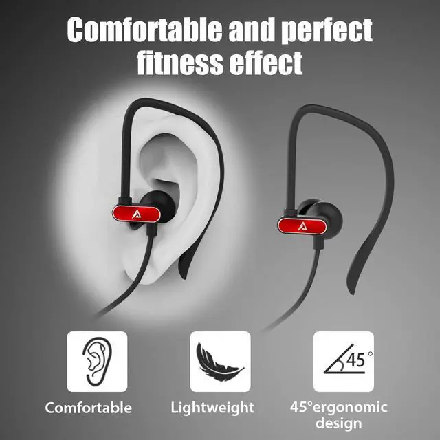 Alt view image 3 of 5 - ADPROTECH Lightning Earbuds with Ear-Hook Sports Earphones for iPhone 14/13/12/11 Pro Max/X/XS Max/XR - MFi Certified with Mic Red