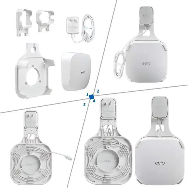 Alt view image 5 of 5 - PETIMETI Wall Mount Holder for EERO Pro 6 Mesh WiFi System, Space Saving Outlet Wall Mount Bracket for EERO Pro 6 Router with Cord Management and Easily Moved(3 Pack)