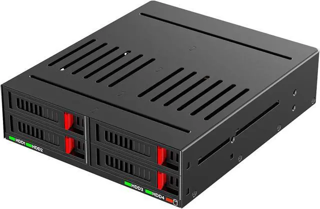 Main image of 4 Bay SATA HDD & SSD Hot Swap Cage, 4 Bay Hard Drive Dock for 5.25 Enclosure
