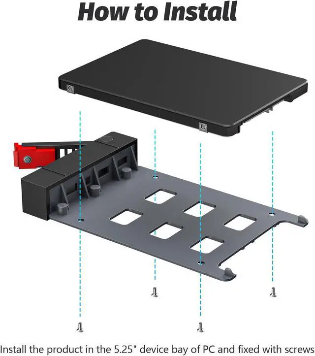 Alt view image 3 of 5 - 4 Bay SATA HDD & SSD Hot Swap Cage, 4 Bay Hard Drive Dock for 5.25 Enclosure