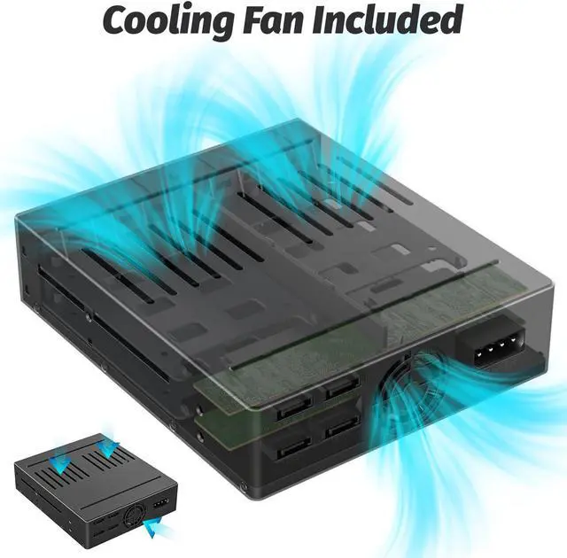 Alt view image 5 of 5 - 4 Bay SATA HDD & SSD Hot Swap Cage, 4 Bay Hard Drive Dock for 5.25 Enclosure