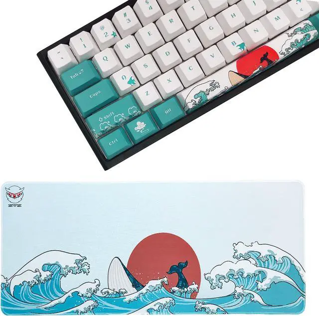Main image of XVX Custom Keycaps-Keycaps 60 Percent + Japanese Sea Wave Large Mouse Pad for Desk