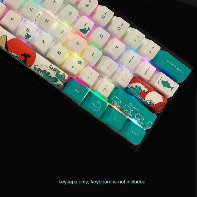 Alt view image 4 of 5 - XVX Custom Keycaps-Keycaps 60 Percent + Japanese Sea Wave Large Mouse Pad for Desk