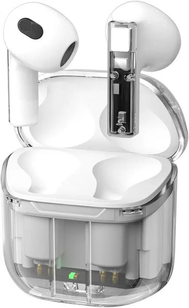 Main image of True Wireless Earbuds Bluetooth in Ear Headphones for iPhone Android Transparent Blue Tooth 5.3 Ear Buds Deep Bass TWS Wireless Earphones with Microphone Cordless Earbud with Charging Case White