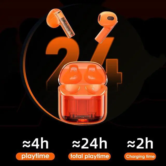 Alt view image 5 of 5 - True Wireless Earbuds Bluetooth in Ear Headphones for iPhone Android Transparent Blue Tooth 5.3 Ear Buds Deep Bass TWS Wireless Earphones with Microphone Cordless Earbud with Charging Case White