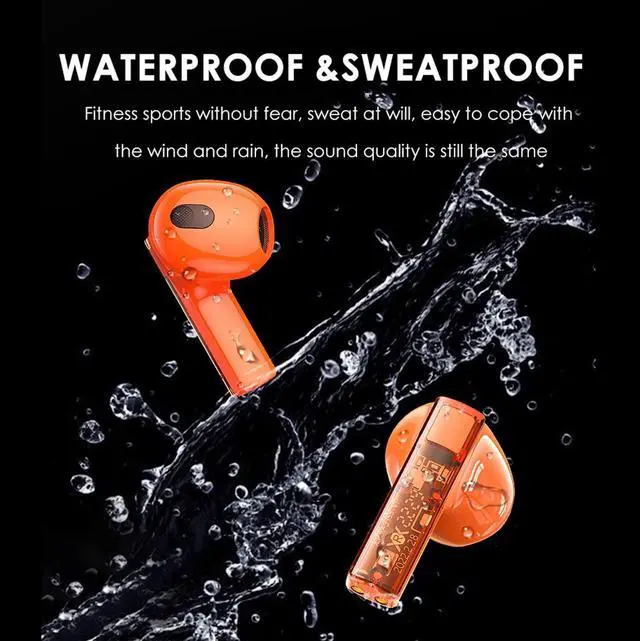 Alt view image 4 of 5 - True Wireless Earbuds Bluetooth in Ear Headphones for iPhone Android Transparent Blue Tooth 5.3 Ear Buds Deep Bass TWS Wireless Earphones with Microphone Cordless Earbud with Charging Case White