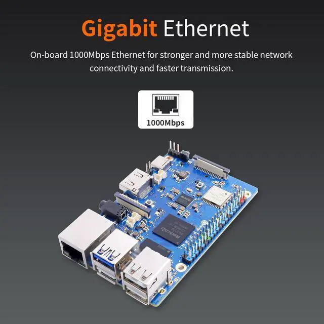 Alt view image 4 of 5 - Orange Pi 3B 2GB LPDDR4/4X Rockchip RK3566 Quad-Core 64-Bit Single Board Computer with eMMC Socket, Support WiFi 5 and Bluetooth, Development Board Run Android/Ubuntu/Debian (Pi 3B 4GB+Power Supply)