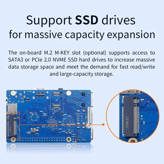 Alt view image 5 of 5 - Orange Pi 3B 2GB LPDDR4/4X Rockchip RK3566 Quad-Core 64-Bit Single Board Computer with eMMC Socket, Support WiFi 5 and Bluetooth, Development Board Run Android/Ubuntu/Debian (Pi 3B 4GB+Power Supply)