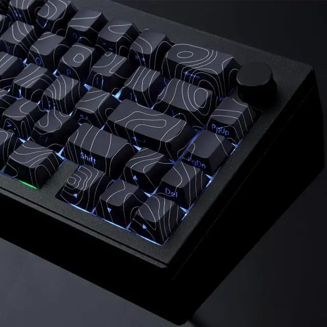 Alt view image 3 of 5 - Tsungup Custom Keycaps,PBT Side Printed Keycap Set - Shine Through 135 Keys Contour Line Cool Key caps,Cherry Profile Keyboard Keycaps for Cherry MX Switches Mechanical Keyboards(Black)