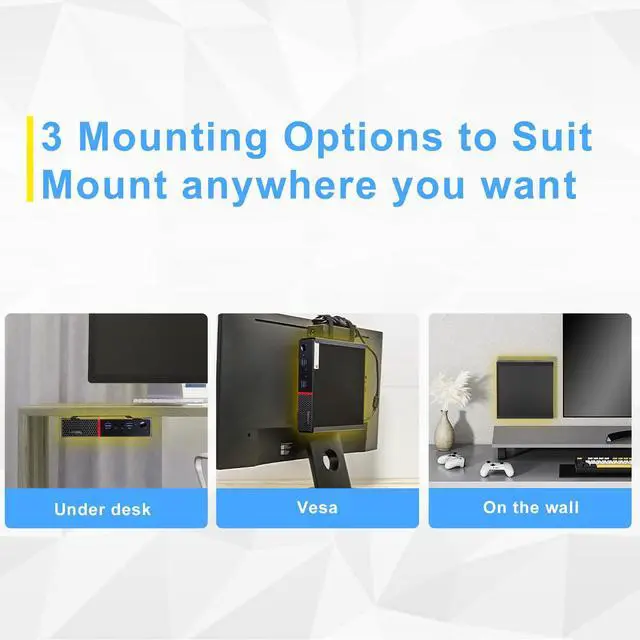 Alt view image 2 of 5 - Mini PC Mount for Lenovo ThinkCentre Mounting Bracket Wall VESA and Under Desk Mount for Lenovo ThinkCentre Tiny Desktops M600 M700 M710Q M715q M720Q M800z M900 M910Q Mini Desktop Bracket