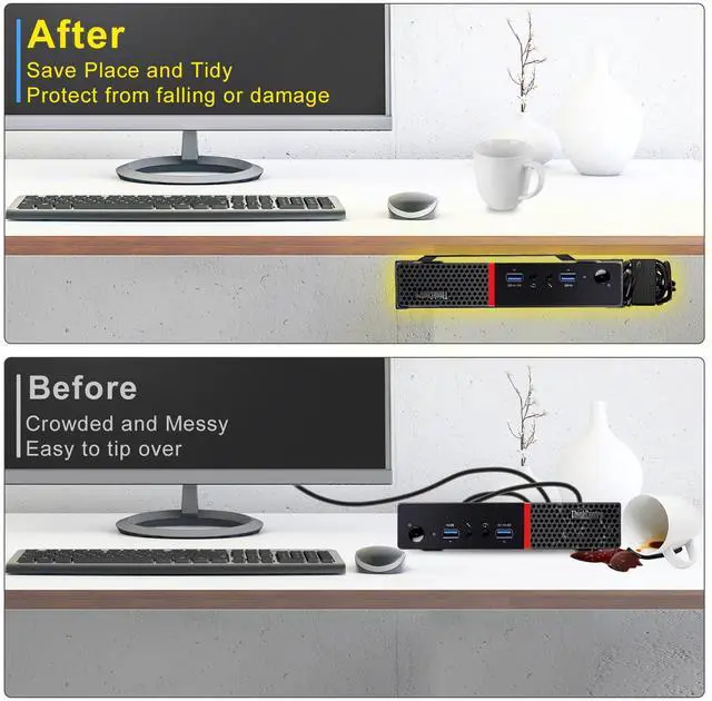 Alt view image 4 of 5 - Mini PC Mount for Lenovo ThinkCentre Mounting Bracket Wall VESA and Under Desk Mount for Lenovo ThinkCentre Tiny Desktops M600 M700 M710Q M715q M720Q M800z M900 M910Q Mini Desktop Bracket