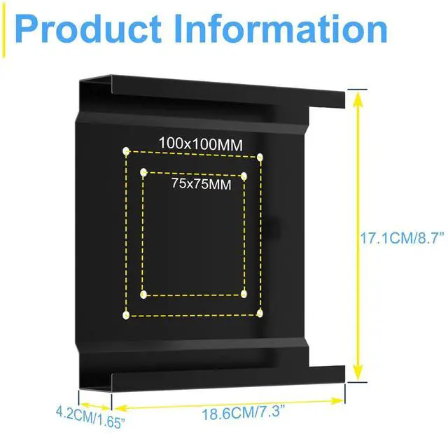 Alt view image 5 of 5 - Mini PC Mount for Lenovo ThinkCentre Mounting Bracket Wall VESA and Under Desk Mount for Lenovo ThinkCentre Tiny Desktops M600 M700 M710Q M715q M720Q M800z M900 M910Q Mini Desktop Bracket