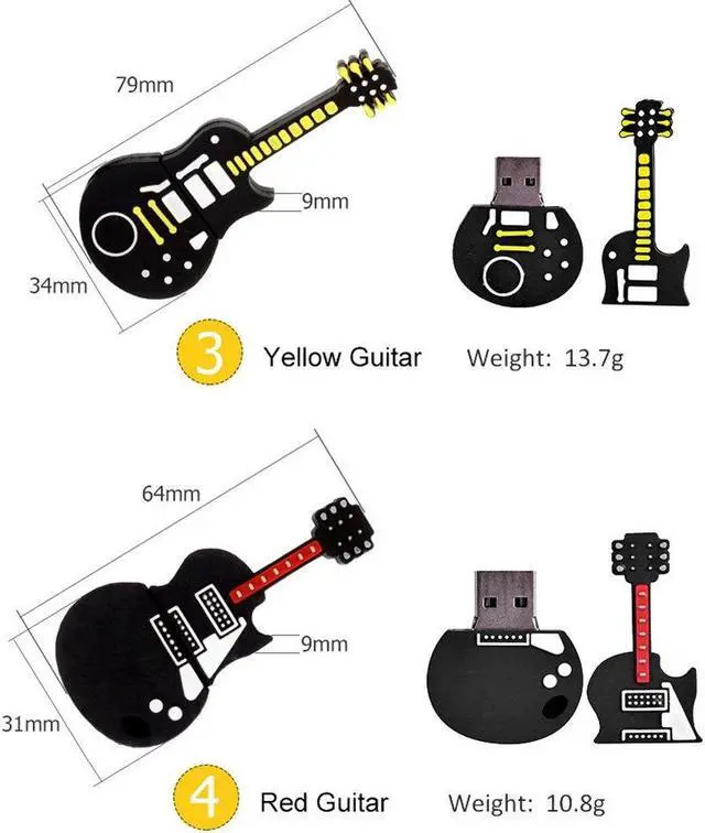 Alt view image 5 of 5 - LEIZHAN 5x16GB USB Flash Drive Musical Instruments USB 2.0 Memory Stick Pen Drive(Yellow Guitar,Red Guitar,Cello,Violin,Piano)