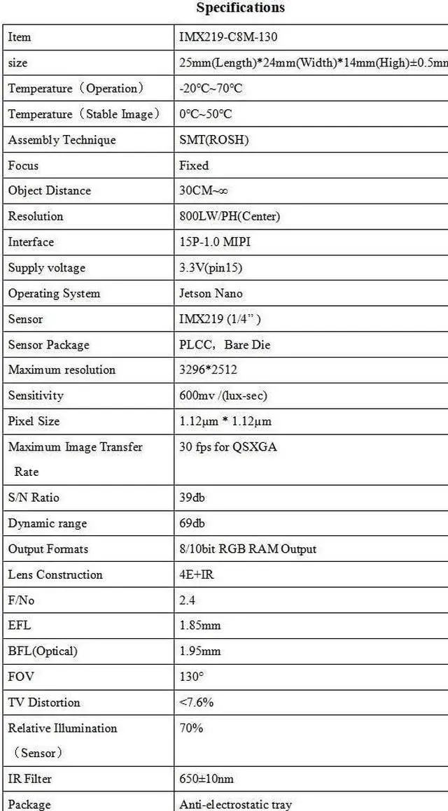 Alt view image 2 of 4 - xicoolee IMX219 8MP USB Camera Module for Jetson Nano 30fps Mini Camera Board Fixed-focus 130 Degree FOV 8 Megapixels 3296x2512 Resolution 15P-1.0 MIPI Interface
