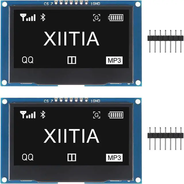 Main image of XIITIA 2pcs 2.42 inch 128x64 OLED LCD Display Module SSD1309 7 Pin SPI/IIC I2C Serial Interface for Arduino UNO R3 (White Light)