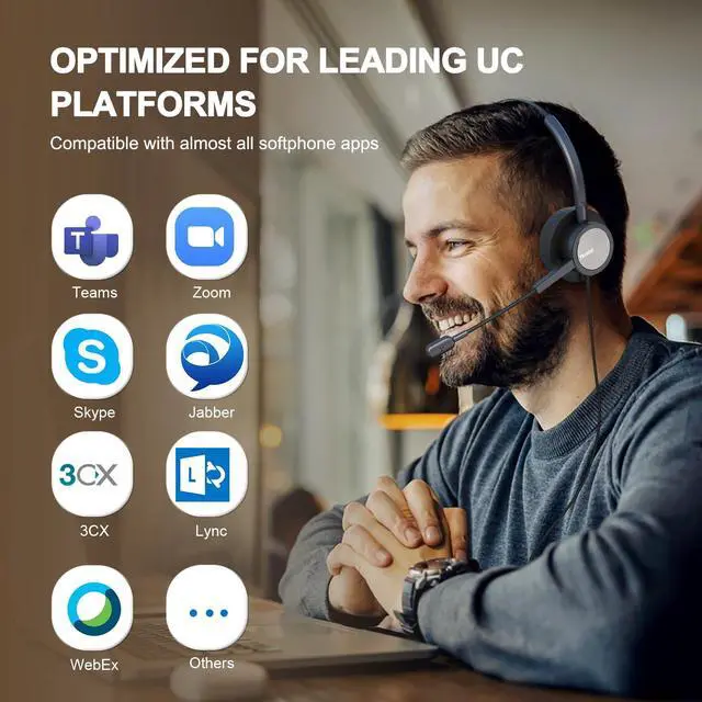 Alt view image 3 of 5 - Yexatel Single Ear USB Headset for PC | Lightweight Design with Mic Mute | Teams/3CX Compatible | Call Center & Work from Home Essentials (Y809BUC, Blue)