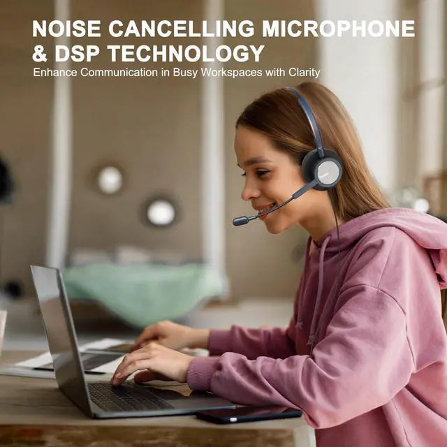 Alt view image 4 of 5 - Yexatel Single Ear USB Headset for PC | Lightweight Design with Mic Mute | Teams/3CX Compatible | Call Center & Work from Home Essentials (Y809BUC, Blue)