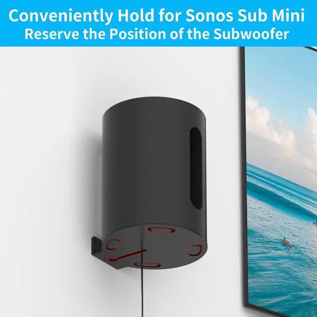 Alt view image 3 of 5 - Heavy Duty Wall Mount Bracket for Sonos Sub Mini Mount Easy to Install Compatible with Sonos Sub Mini Subwoofer Bracket with Hardware Kit, Black
