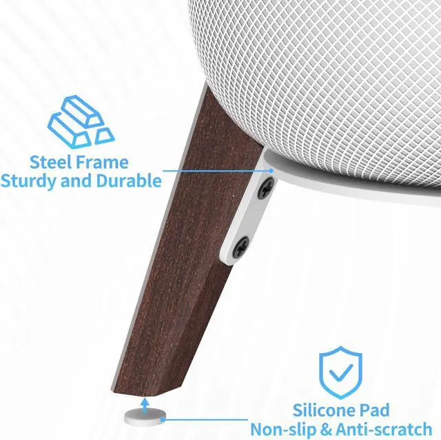 Alt view image 3 of 5 - Yibracki Wood Table Stand for HomePod 1 and Homepod 2 Speaker, Anti-Slip Wooden Desk Stand Compatible with Homepod 1st & 2nd Desktop Tripod Stand Holder, White