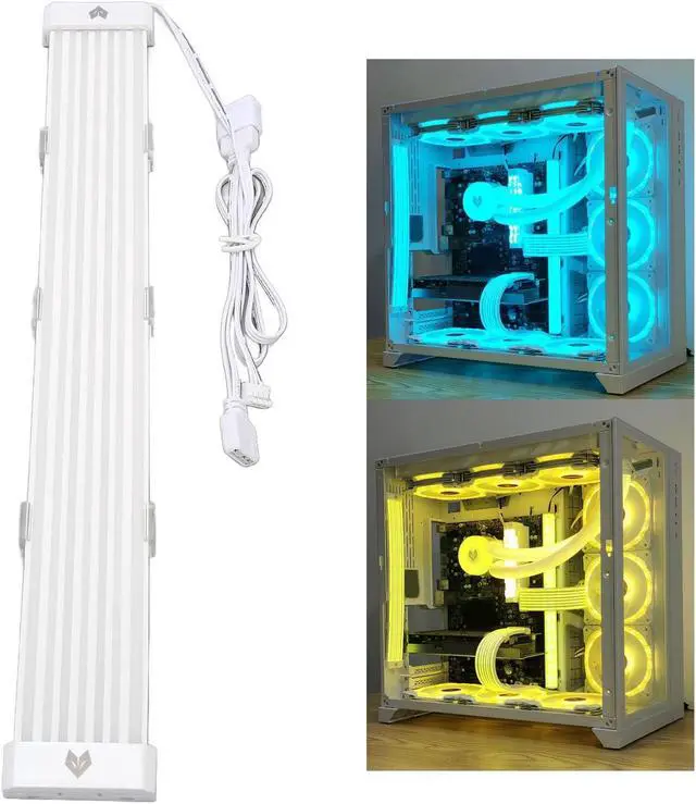 Alt view image 2 of 5 - RGB PSU Cables Power Extension Cable Kit PSU Cable ARGB Extension Sleeved Cable Kit, High Brightness 5V ARGB 3 Pin Motherboard Power Supply Cable PSU Cables for Computer Gaming Case