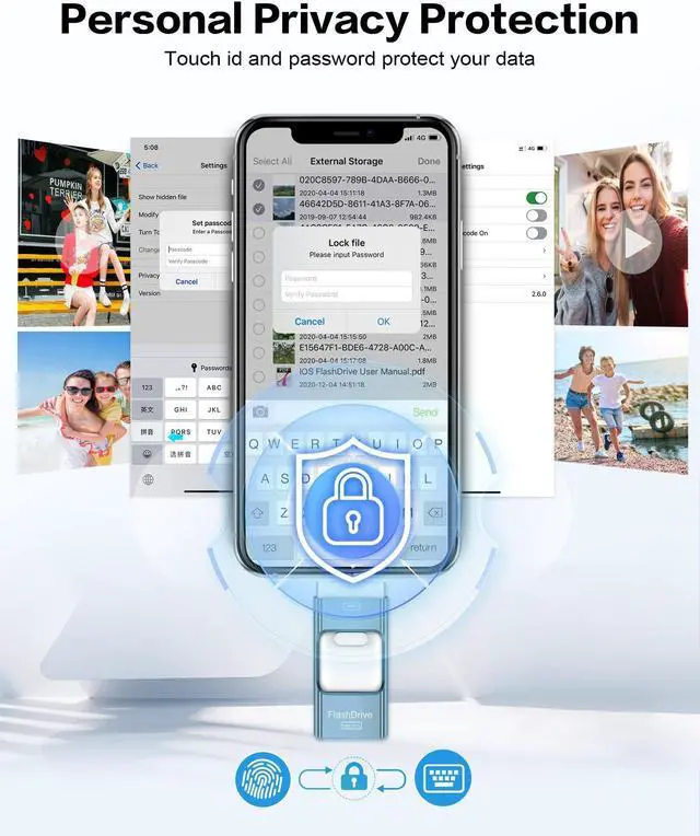Alt view image 5 of 5 - 128GB Flash Drive for iPhone Photo Stick,Thumb Drive USB Stick High Speed Transfer USB Drives External Picture Video Storage Memory Expansion for iPhone/iPad/PC (Blue)