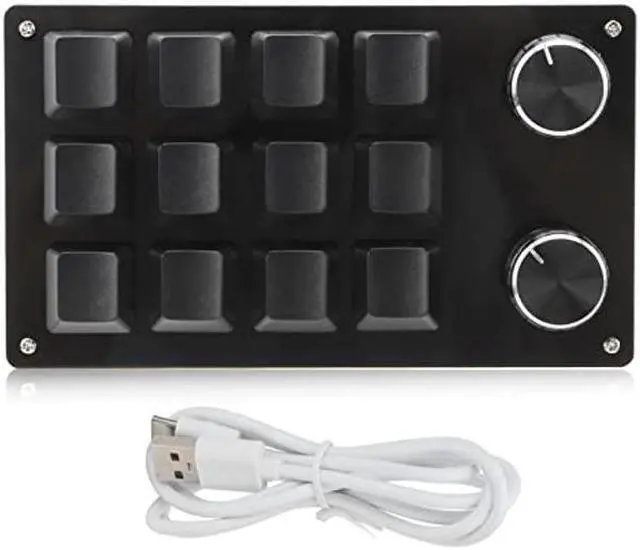 Main image of Zerodis Macro Mechanical Keyboard, One Handed Macro Mechanical Keyboard 12 Key Multifunction DIY Programmable Keypad for Office Gaming Labsecurity Accessories (Black)