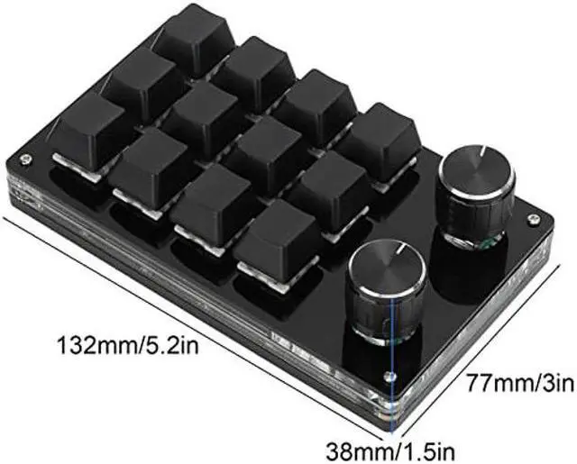 Alt view image 5 of 5 - Zerodis Macro Mechanical Keyboard, One Handed Macro Mechanical Keyboard 12 Key Multifunction DIY Programmable Keypad for Office Gaming Labsecurity Accessories (Black)