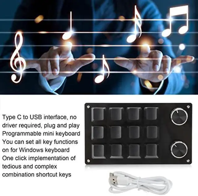 Alt view image 2 of 5 - Zerodis Macro Mechanical Keyboard, One Handed Macro Mechanical Keyboard 12 Key Multifunction DIY Programmable Keypad for Office Gaming Labsecurity Accessories (Black)