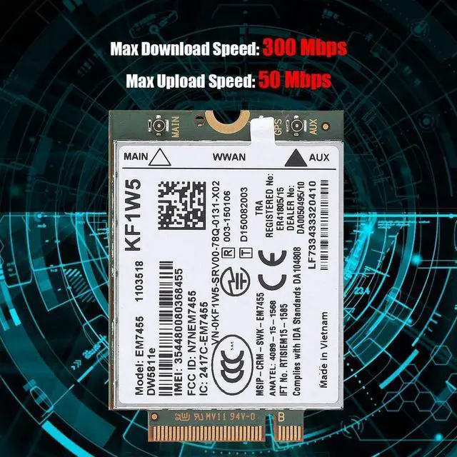 Alt view image 2 of 4 - Replacement 4G Module Card for Dell DW5811e for QualcommEM7455 4G WWAN Card LTE NGFF Card Module Wireless