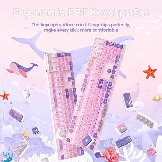 Alt view image 5 of 5 - 120 Key PBT Pudding Keycap Set ASA Profile with Transluscent PC Layer Dye-Sub Dreamy Sea Theme for 61/84/87/98/100/104Key TKL Cherry MX Gateron Kailh Cross Type Switch ANSI Mechanical Keyboard(Purple)