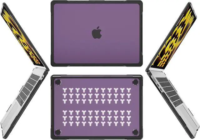 Alt view image 3 of 5 - Batianda Ultimate Laptop Case for M4 MacBook Air 15 inch 2025 A3241 2024 M3 A3114 2023 M2 A2941 Model Matte Carbon Fiber Edges Shockproof Anti-Scratch and Anti-Fingerprint, Dark Violet