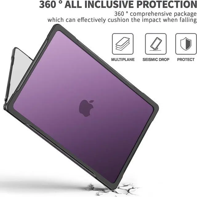 Alt view image 5 of 5 - Batianda Ultimate Laptop Case for M4 MacBook Air 15 inch 2025 A3241 2024 M3 A3114 2023 M2 A2941 Model Matte Carbon Fiber Edges Shockproof Anti-Scratch and Anti-Fingerprint, Dark Violet
