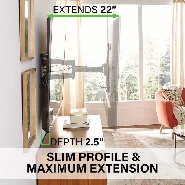 Alt view image 3 of 5 - SANUS Premium Full-Motion Mount Supports Large TVs up to 90" - Extendable Soundbar for Optimized Dolby Atmos Performance and Sound