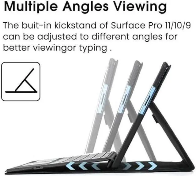 Alt view image 5 of 5 - Omnpak Microsoft Surface Pro 11/10/9 Case, Lightweight Protective, Multiple Angle, Stylus Holder, Designed for Surface 11th Edition AI 2024/Pro 9 5G 13" 2022, Compatible with Type Cover Keyboard