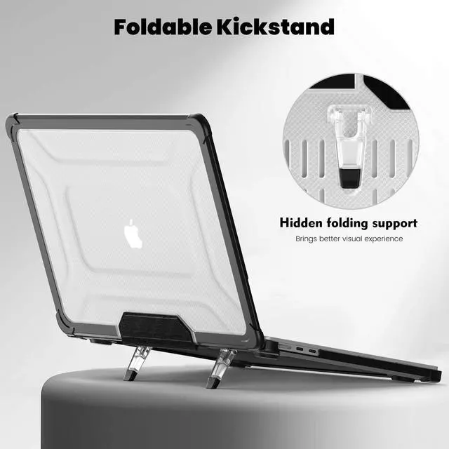 Alt view image 3 of 5 - Batianda MacBook Air 15 inch Case 2025 M4 Chip 2024 2023 Release Model A3241 A3114 (M3)/ A2941 (M2)- Full Protection Anti-Collision Design Foldable Stand Durable TPU Bumper with Keyboard Cover, Black