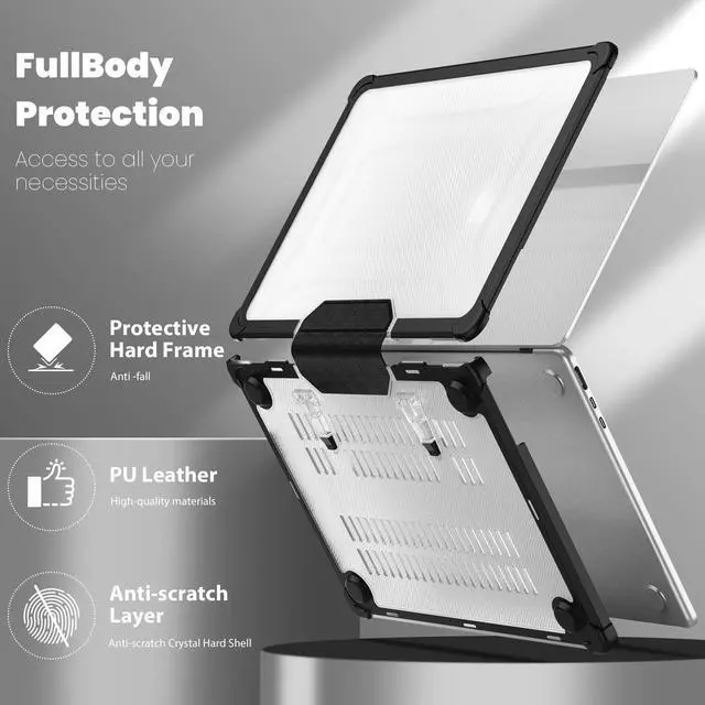 Alt view image 4 of 5 - Batianda MacBook Air 15 inch Case 2025 M4 Chip 2024 2023 Release Model A3241 A3114 (M3)/ A2941 (M2)- Full Protection Anti-Collision Design Foldable Stand Durable TPU Bumper with Keyboard Cover, Black