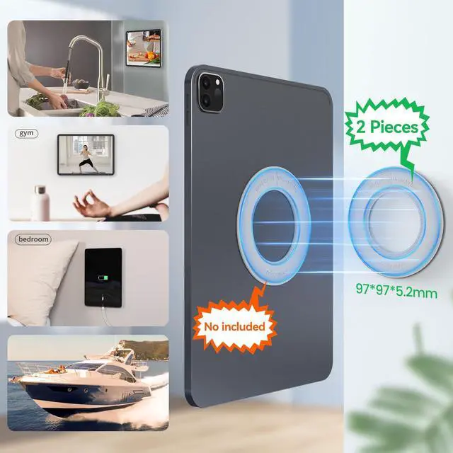 Alt view image 3 of 5 - Nillkin 2 PCS Magnetic Wall Mount Holder for iPad Air M2/M3, iPro 12.9, 10.2, Air 5, 4, 3 (Light Grey) - Car, Piano, Refrigerator, Wall Mount