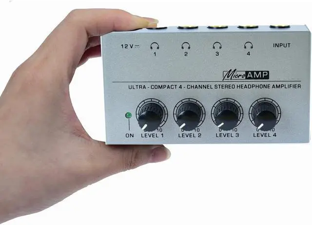 Alt view image 5 of 5 - Stereo Input TRS Jack 1/4" Splitter 4X Micro amp 1 in 4 Out 1/4 inch Headphone Amplifier 4 Channel Audio (Grey)