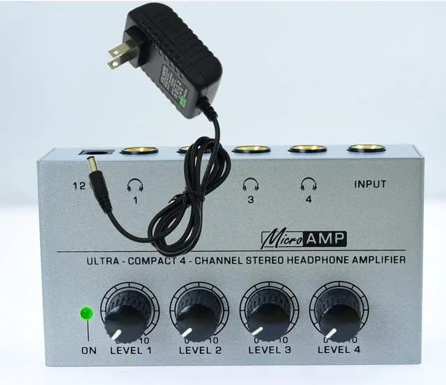 Alt view image 4 of 5 - Stereo Input TRS Jack 1/4" Splitter 4X Micro amp 1 in 4 Out 1/4 inch Headphone Amplifier 4 Channel Audio (Grey)