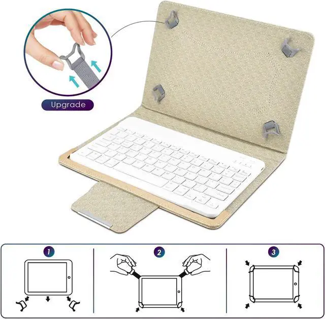Alt view image 4 of 5 - DETUOSI Universal 10.1 inch Android Tablet Case with Keyboard, Removable Wireless Bluetooth Keyboard + PU Leather Folio Book Cover + Stand, Travel Portable Sleeve for iOS/Android/Windows System Tablet