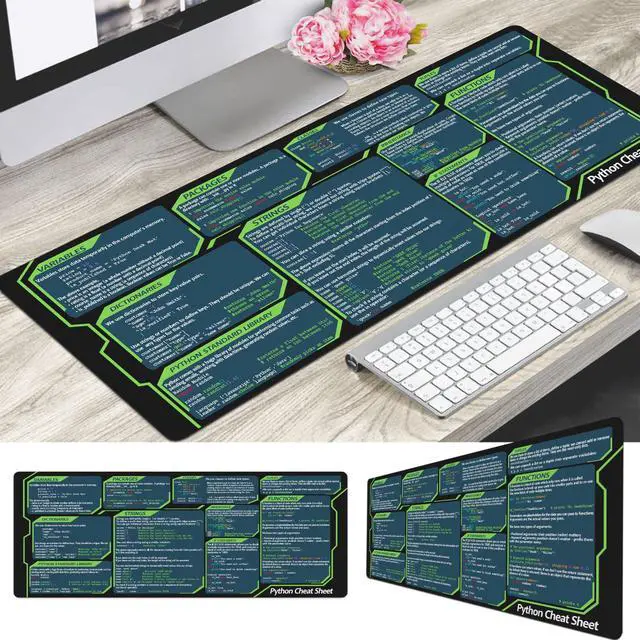 Alt view image 2 of 5 - Designfullprint Python Cheat Sheet Mousepad for Beginner, Python Reference Guide Desk Mat, Python CheatSheet for Software Engineers, Gift for AI Programmer Desk Mat KMH