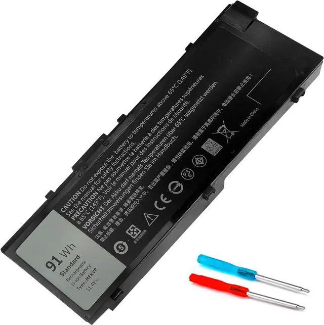 Alt view image 4 of 5 - 91WH Type MFKVP Laptop Battery for Dell Precision 15 7510 7520 17 7710 7720 M7510 M7710, Replacement fits 451-BBSB 451-BBSE 451-BBSF GR5D3 M28DH T05W1 TO5W1 TWCPG RDYCT 0FNY7 1G9VM, 11.4V 6-Cell