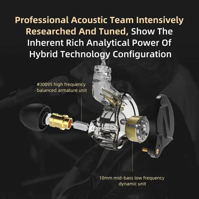 Alt view image 5 of 5 - FEDAI KZ ZSN Pro X in-Ear Headphones Dual Driver in Ear Monitor Earphone 1BA 1DD Wired Earphone, HiFi Sport Gaming IEM Earbuds Headphones,Compatibility for Phone Computer Tablet (Blue No Mic)