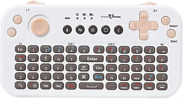 Main image of FUNDIAN Bluetooth Pocket Keyboard with Jog Mouse and Audio, White, Remote Wireless Controller Compatible with Smartphone, Laptop, Tablet, Nvidia Shield TV, Xiaomi TV Stick, Mi Box, Fire TV