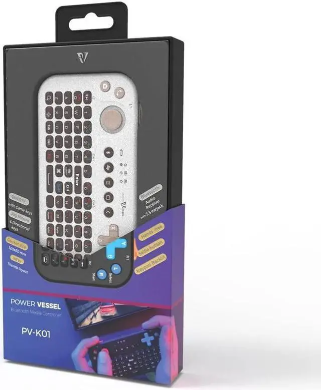 Alt view image 5 of 5 - FUNDIAN Bluetooth Pocket Keyboard with Jog Mouse and Audio, White, Remote Wireless Controller Compatible with Smartphone, Laptop, Tablet, Nvidia Shield TV, Xiaomi TV Stick, Mi Box, Fire TV